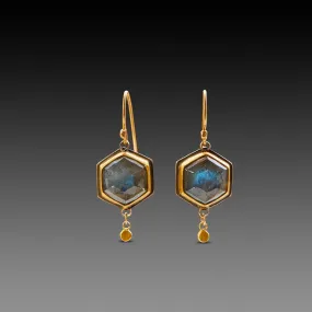 Labradorite Hexagon Earrings,Jewelry Delicate & Elegant