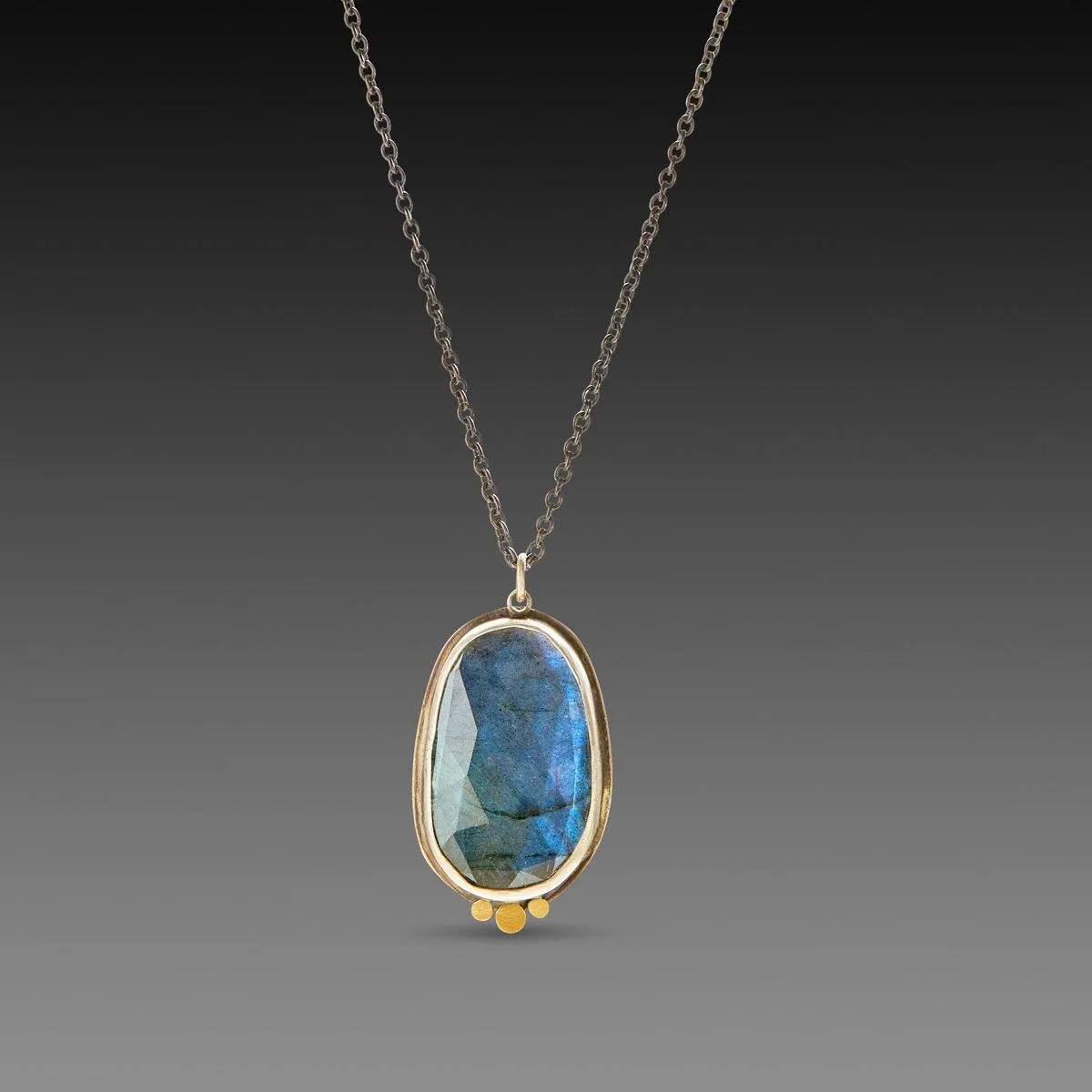 Labradorite Necklace with 22k Dots,Jewelry Delicate & Elegant