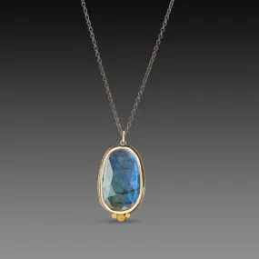 Labradorite Necklace with 22k Dots,Jewelry Delicate & Elegant