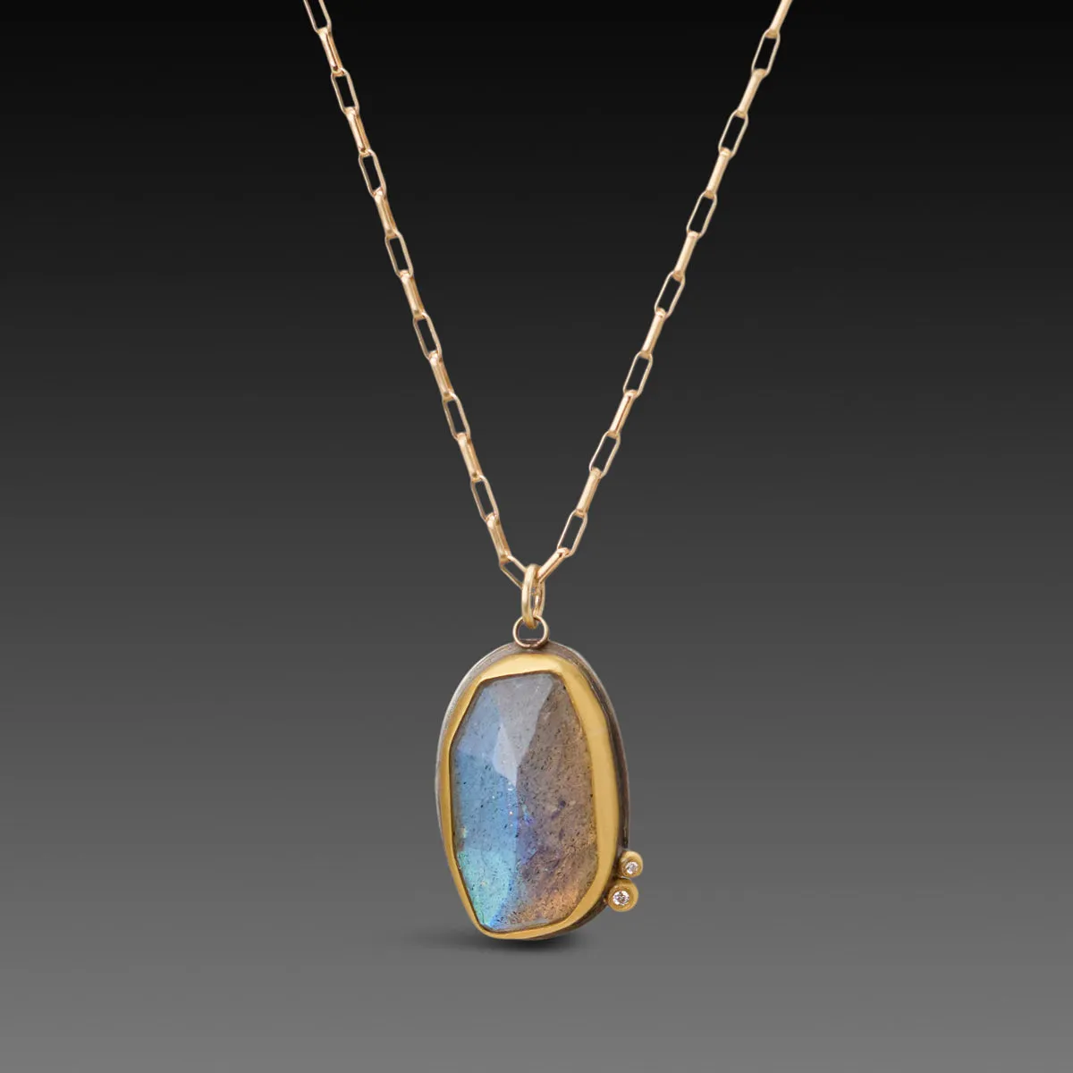 Labradorite Necklace with Diamonds,Jewelry Delicate & Elegant