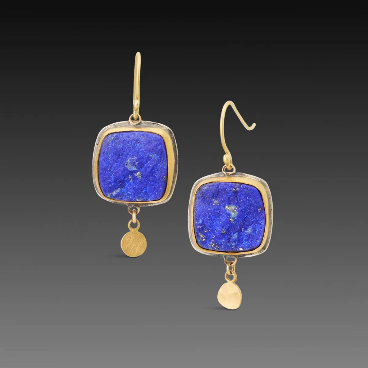 Lapis Earrings with Gold Disks,Jewelry Delicate & Elegant