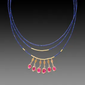 Lapis, Rubies & Gold Necklace,Jewelry Delicate & Elegant