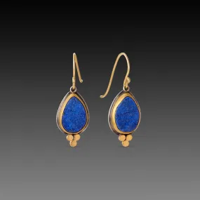 Lapis Teardrop Earrings with Gold Trios,Jewelry Delicate & Elegant