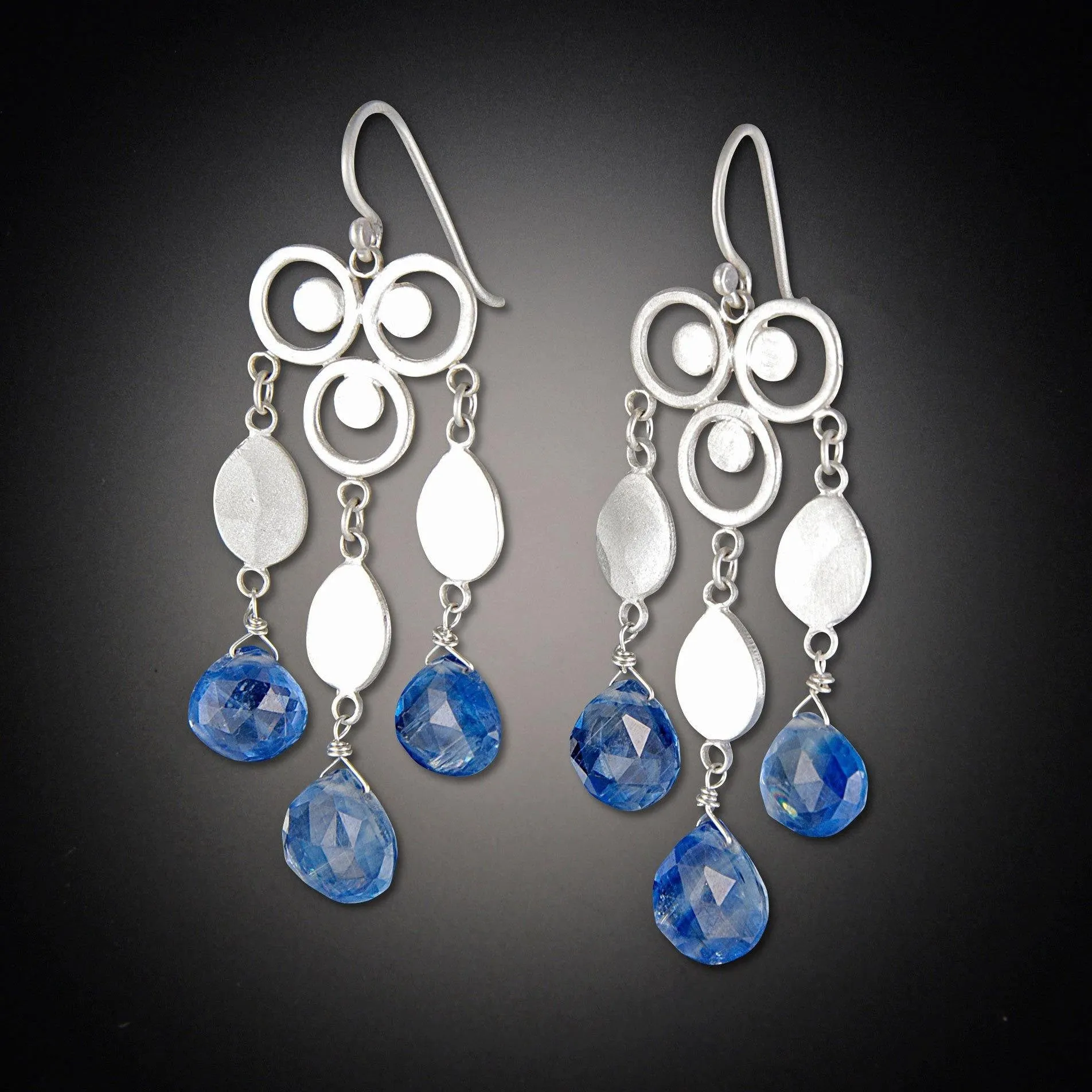 Large Filigree Chandelier Earrings with Kyanite,Jewelry Delicate & Elegant