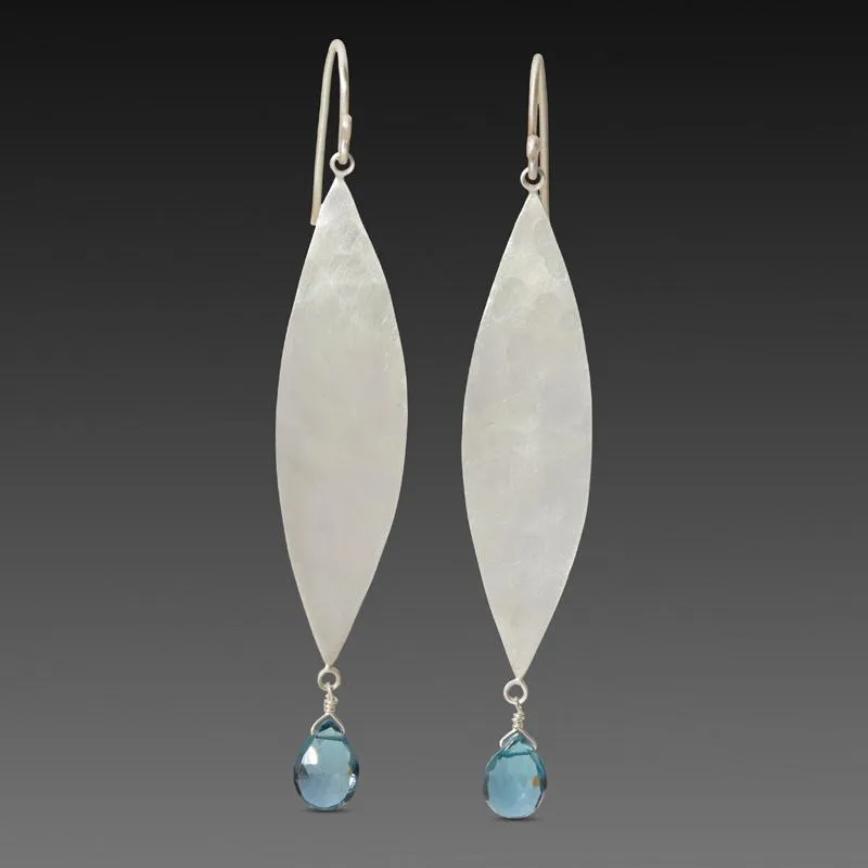 Large Single Leaf Earrings with Gem Drops,Jewelry Delicate & Elegant