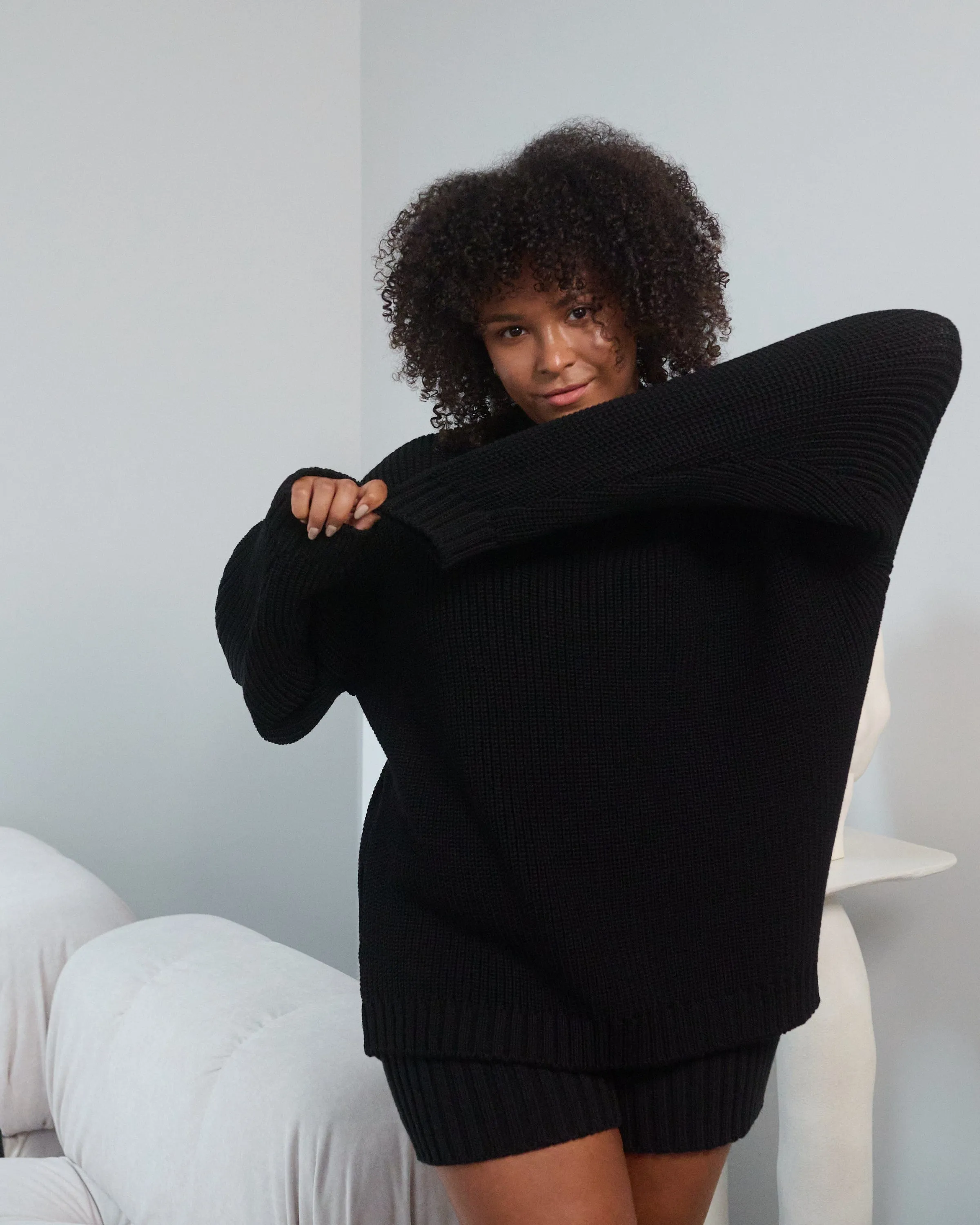 Laum?s: Black Merino Wool Sweater,Women Sweaters