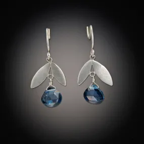 Leaf Earrings with Blue Topaz Drops,Jewelry Delicate & Elegant