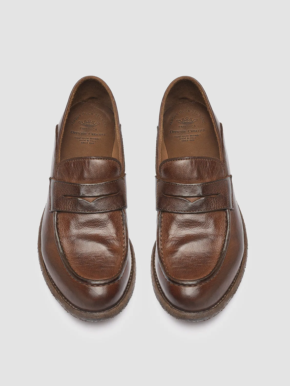 LEXIKON 140 - Brown Leather Penny Loafers,Women