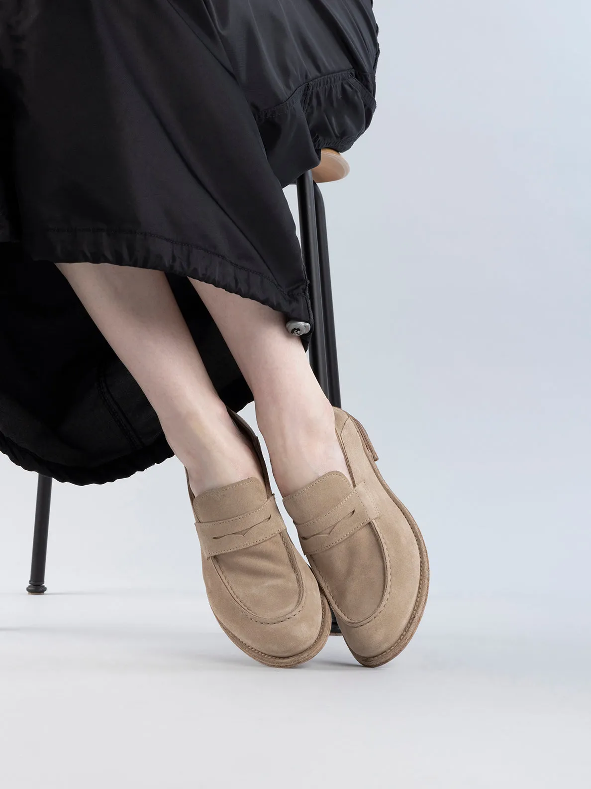 LEXIKON 516 - Beige Suede Loafers,Women