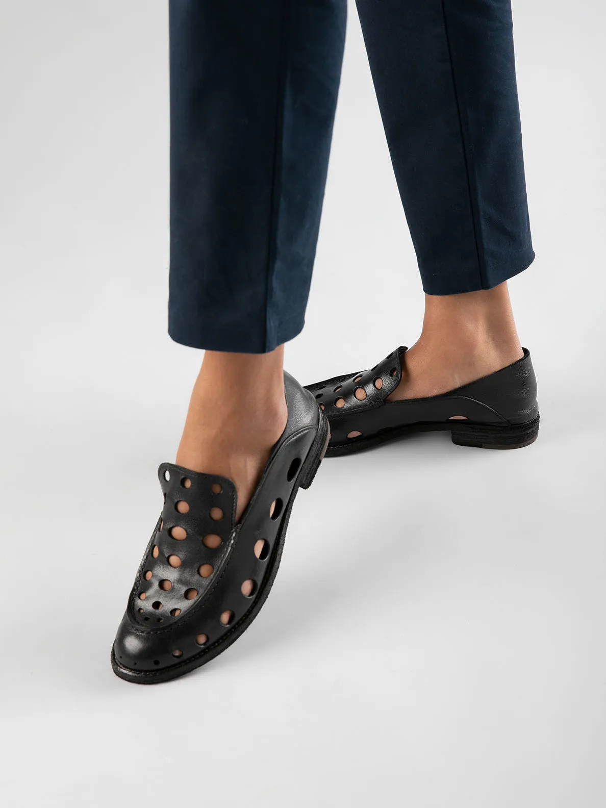 LEXIKON 542 - Black Leather Loafers,Women