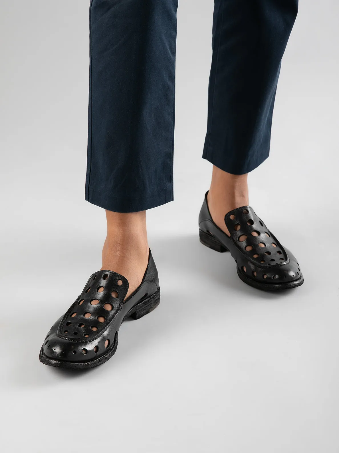 LEXIKON 542 - Black Leather Loafers,Women