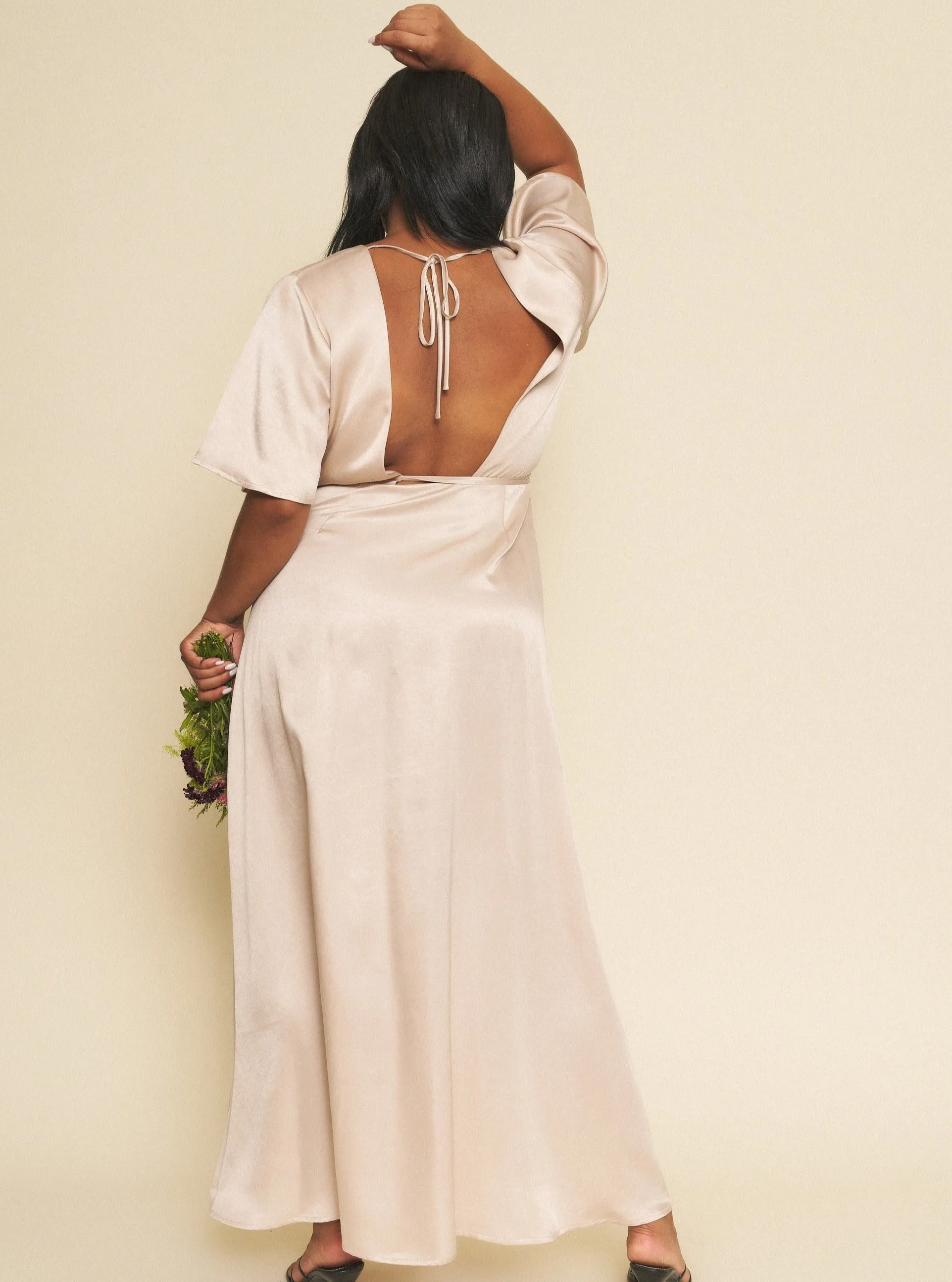 Lola Wrap Dress - Champagne,Women Dresses