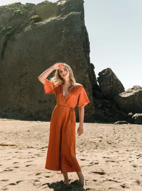 Lola Wrap Dress - Rust,Women Dresses