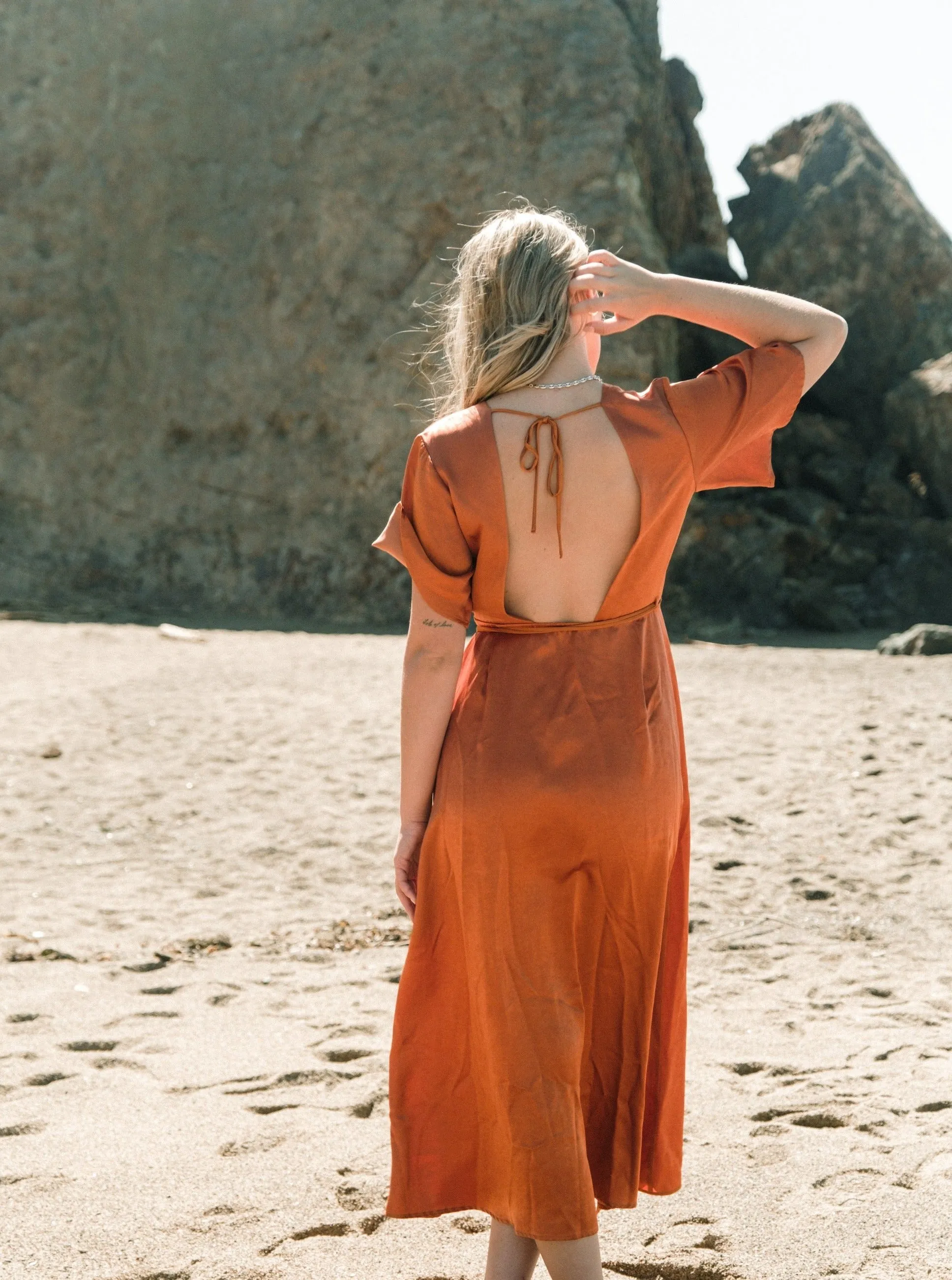 Lola Wrap Dress - Rust,Women Dresses