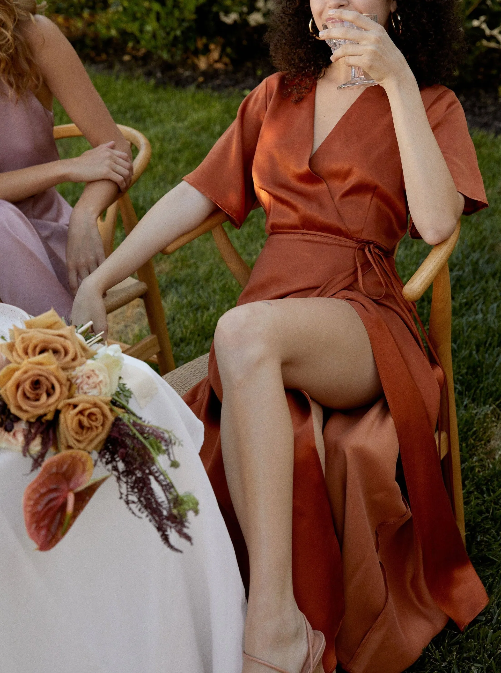 Lola Wrap Dress - Rust,Women Dresses