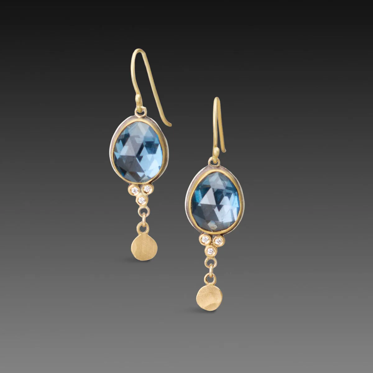 London Blue Topaz Earrings with Diamond Trios,Jewelry Delicate & Elegant