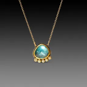 London Blue Topaz Necklace with Diamond Line,Jewelry Delicate & Elegant