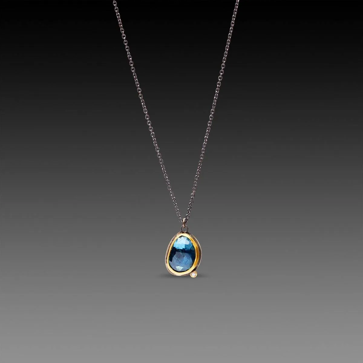 London Blue Topaz Necklace with Diamond,Jewelry Delicate & Elegant