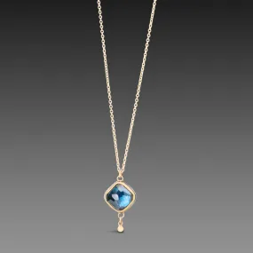 London Blue Topaz Necklace with Gold Dot,Jewelry Delicate & Elegant