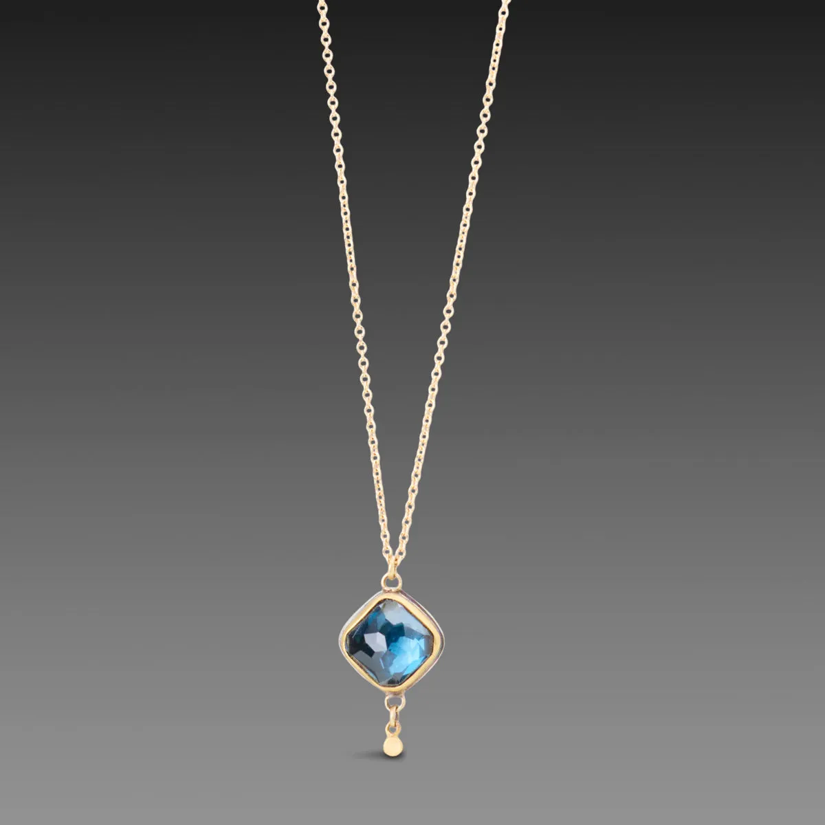 London Blue Topaz Necklace with Gold Dot,Jewelry Delicate & Elegant