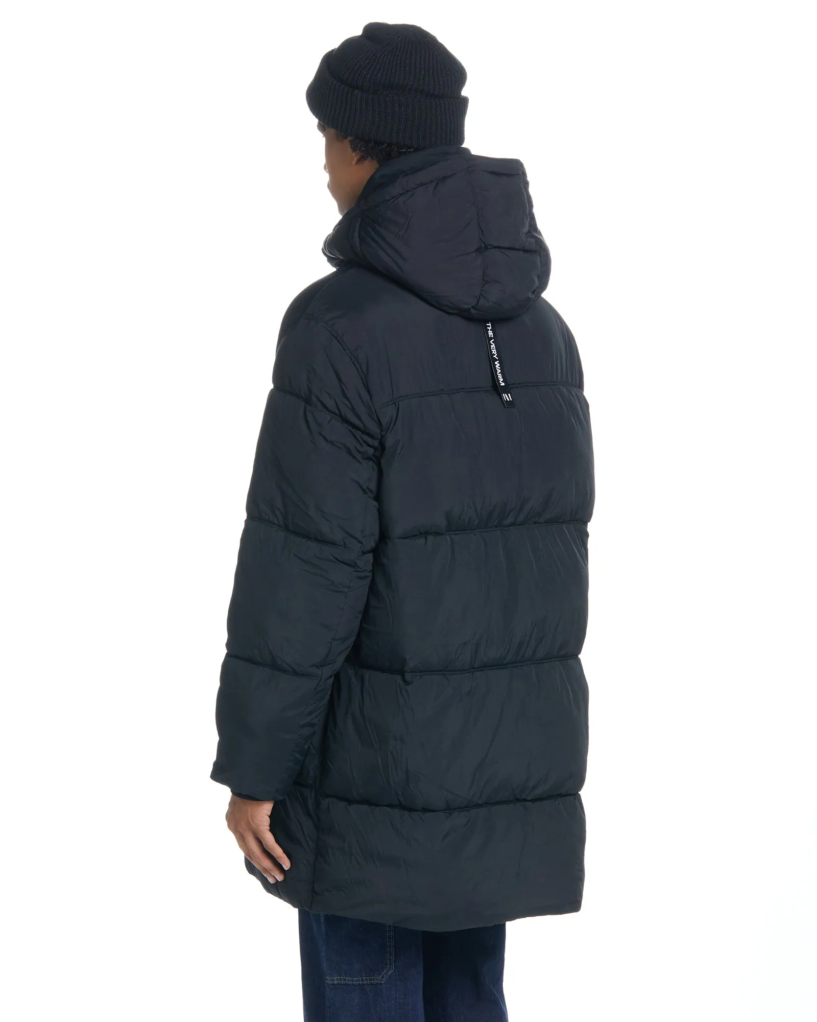 Long Hooded Puffer - Black,Men