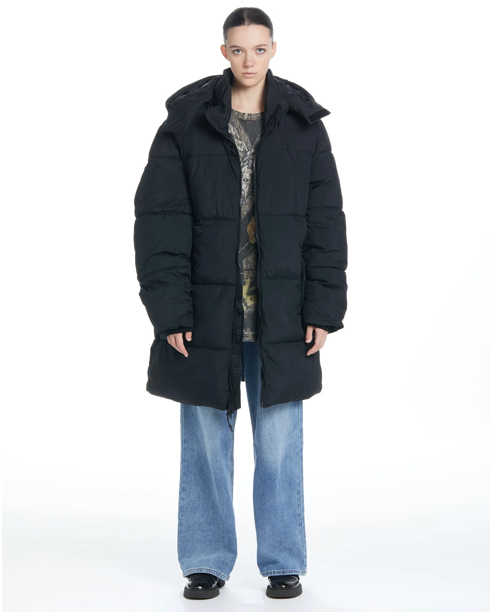 Long Hooded Puffer - Black,Men