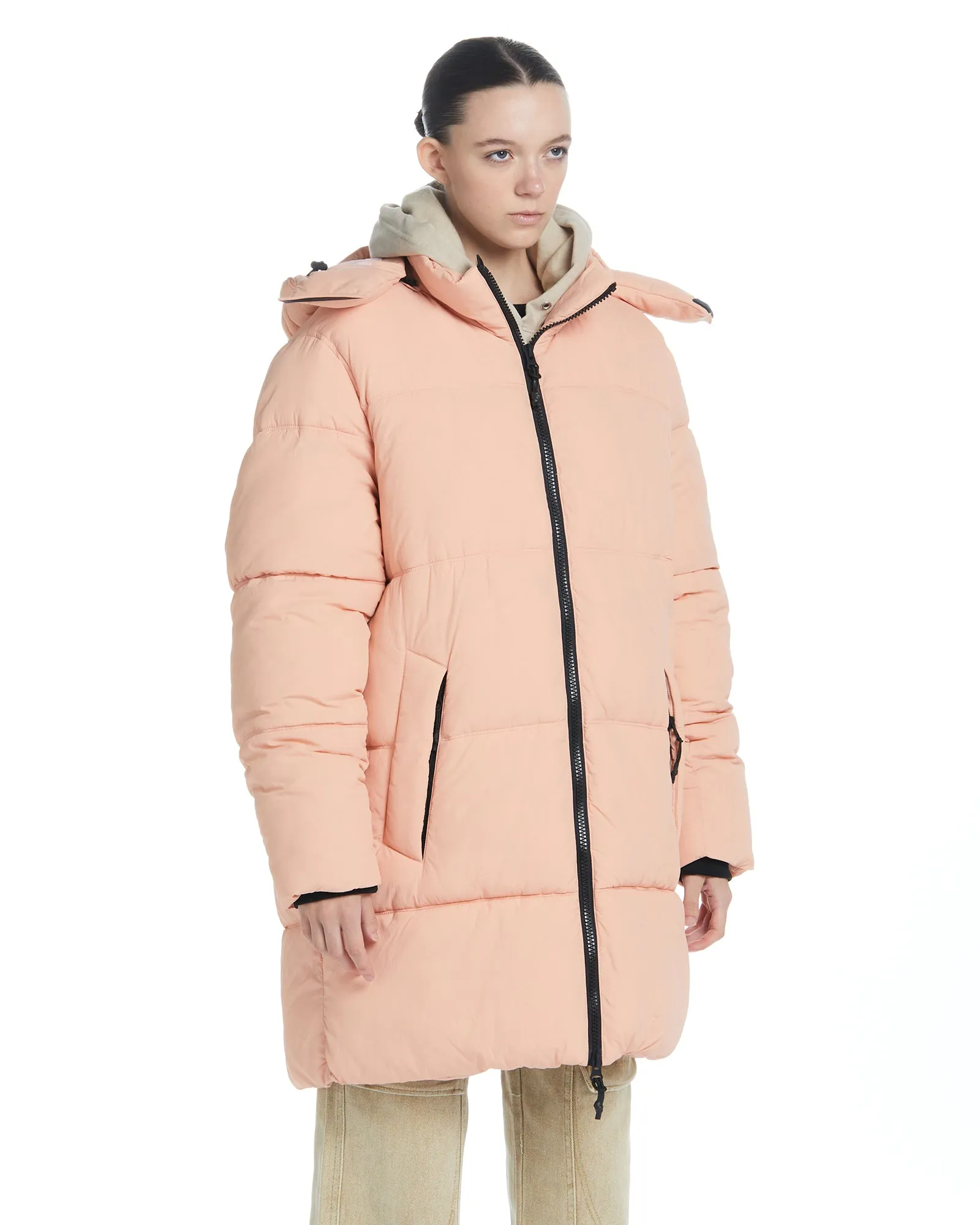 Long Hooded Puffer - Coral Pink,Men