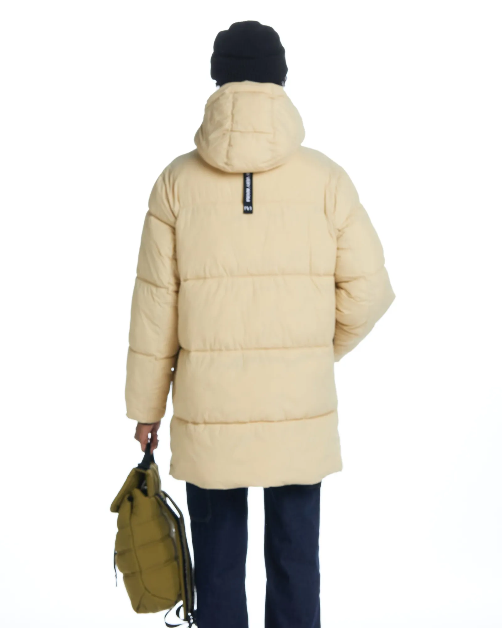 Long Hooded Puffer - Cream,Men
