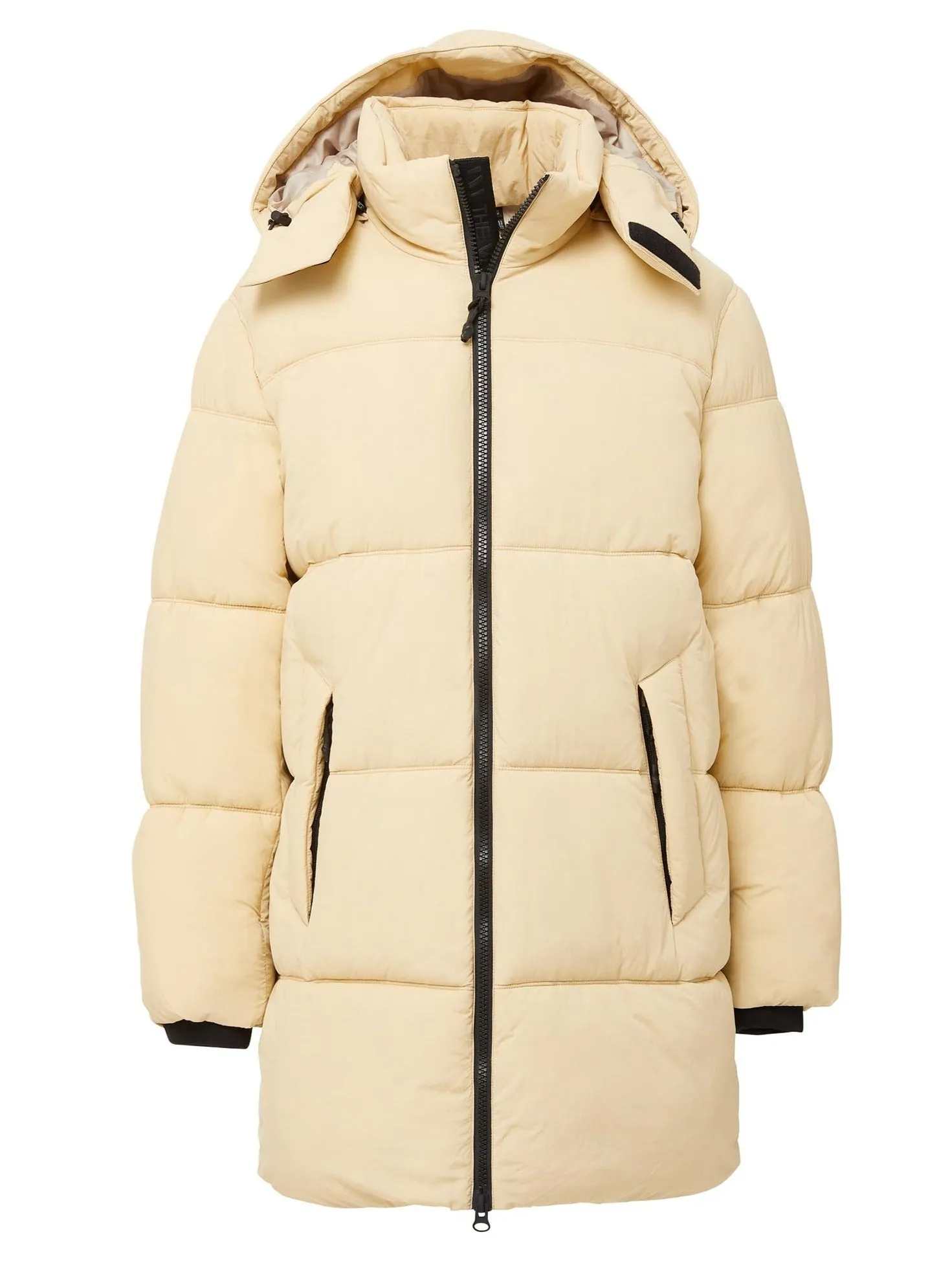 Long Hooded Puffer - Cream,Women