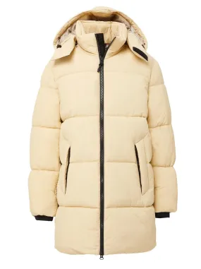 Long Hooded Puffer - Cream,Women