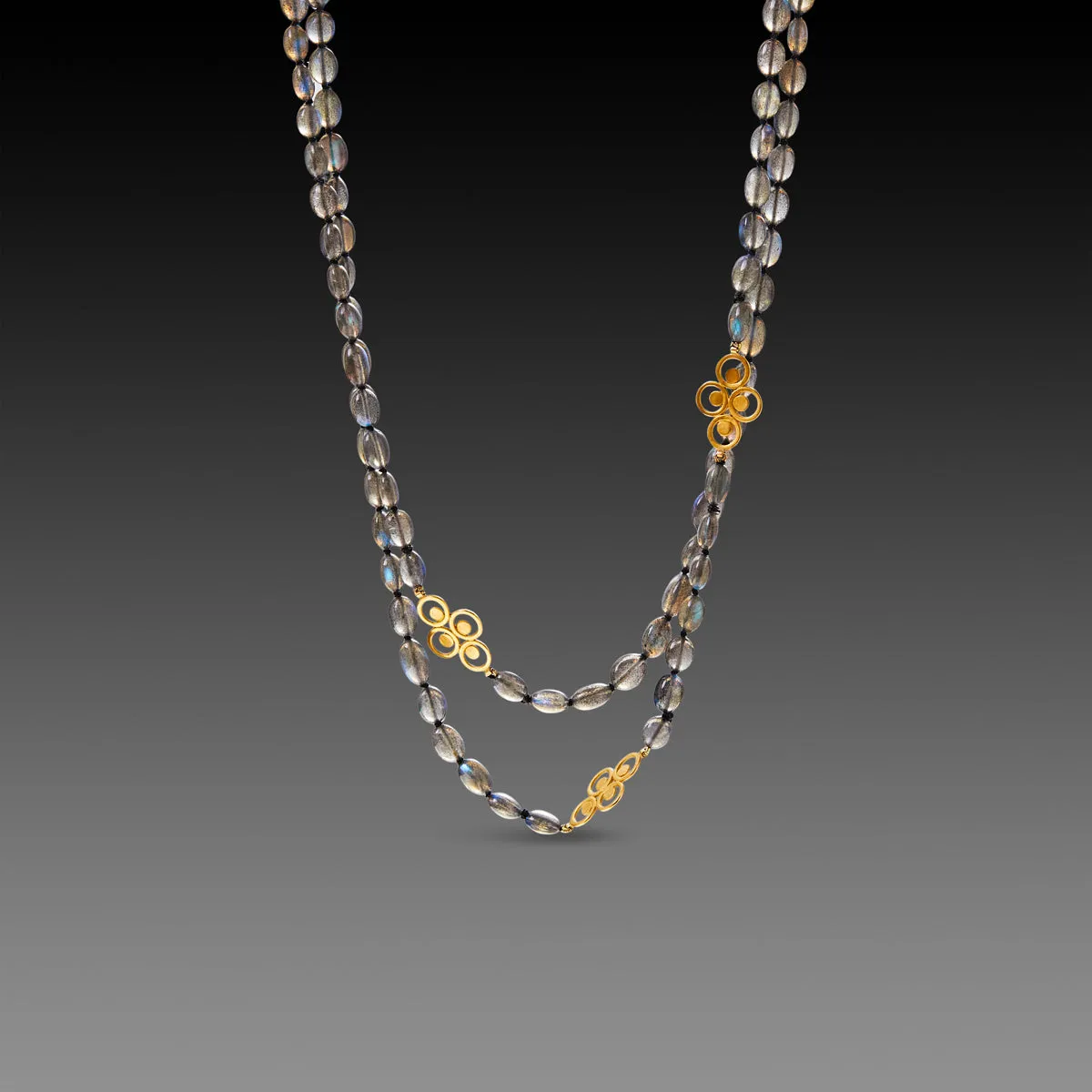 Long Labradorite and Gold Filigree Necklace,Jewelry Delicate & Elegant