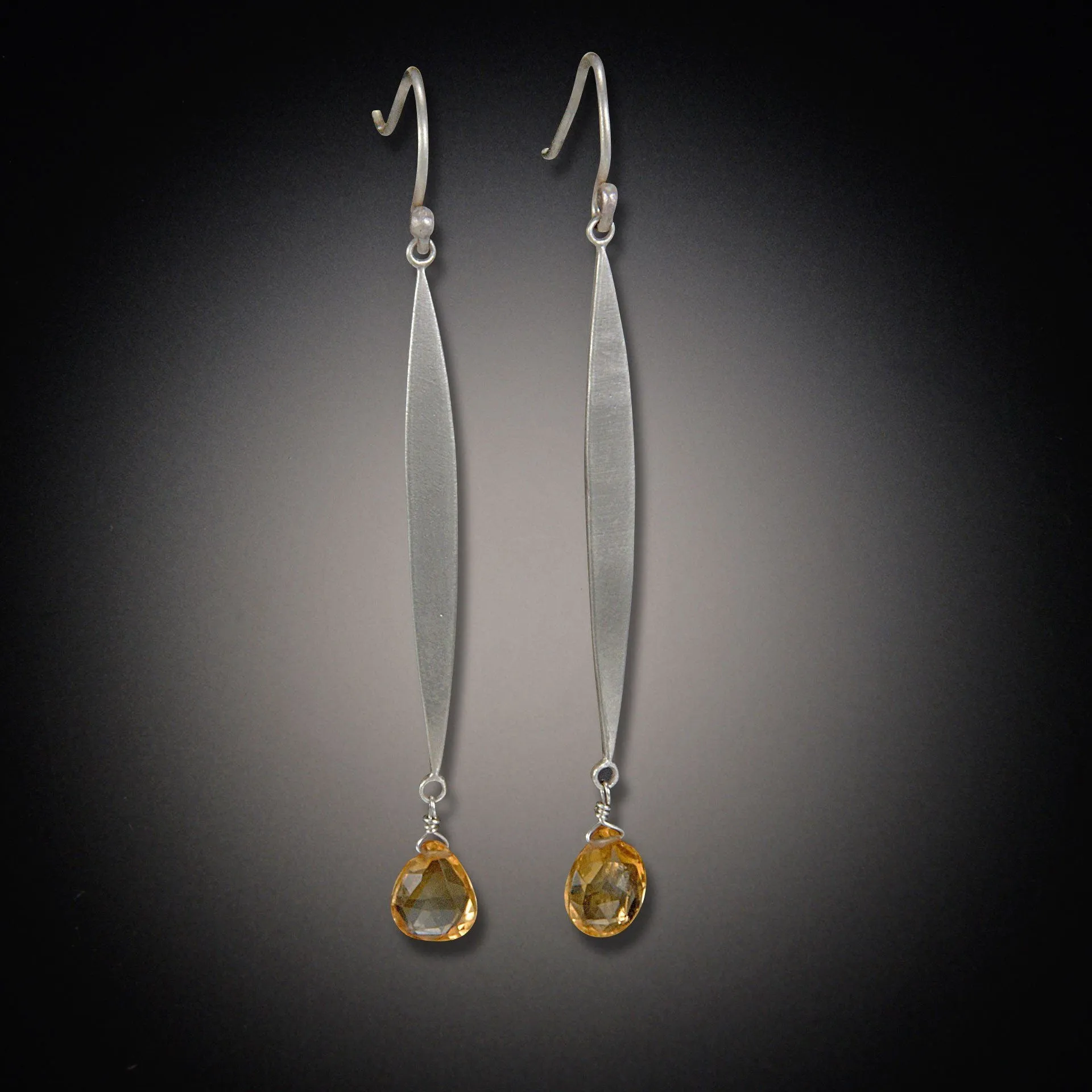 Long Leaf Earrings with Gem Drops,Jewelry Delicate & Elegant