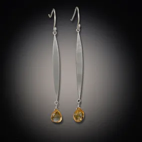 Long Leaf Earrings with Gem Drops,Jewelry Delicate & Elegant
