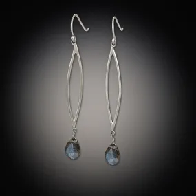 Long Open Leaf Earrings with Labradorite,Jewelry Delicate & Elegant