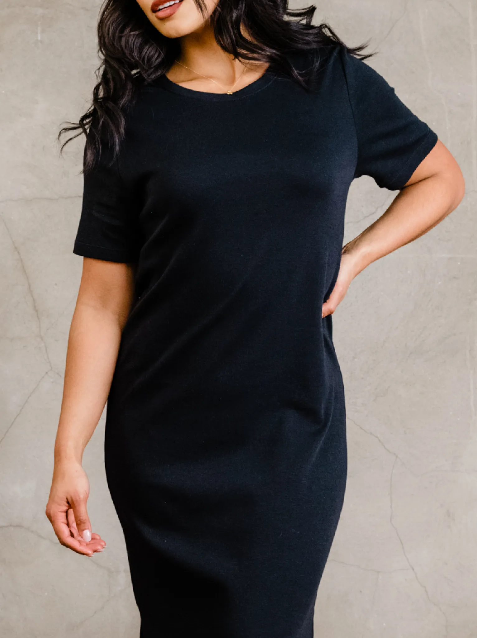 Maria Boxy Midi Dress - Black,Women Dresses