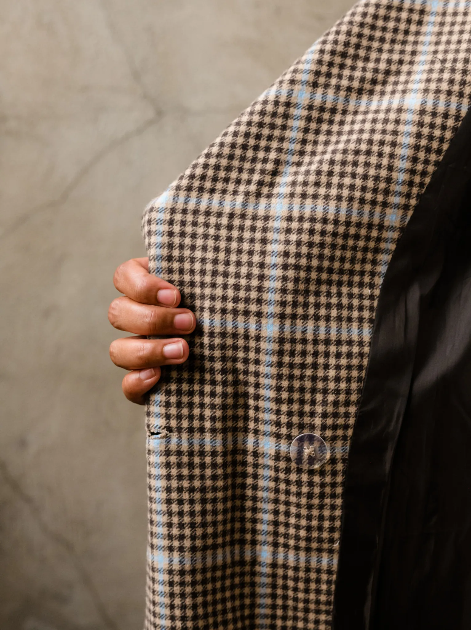 Marie Brushed Plaid Overcoat - Blue/Neutral Plaid,Women