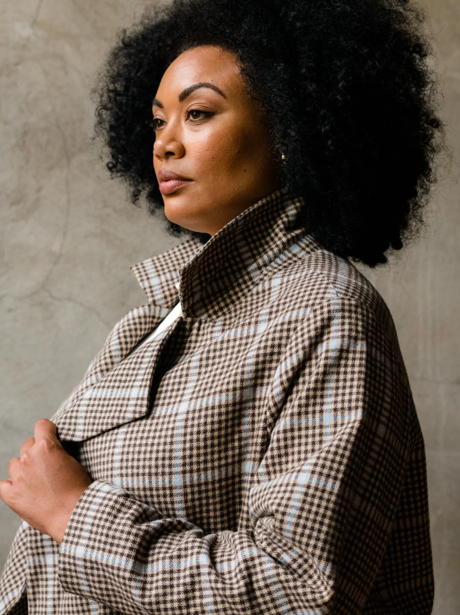 Marie Brushed Plaid Overcoat - Blue/Neutral Plaid,Women