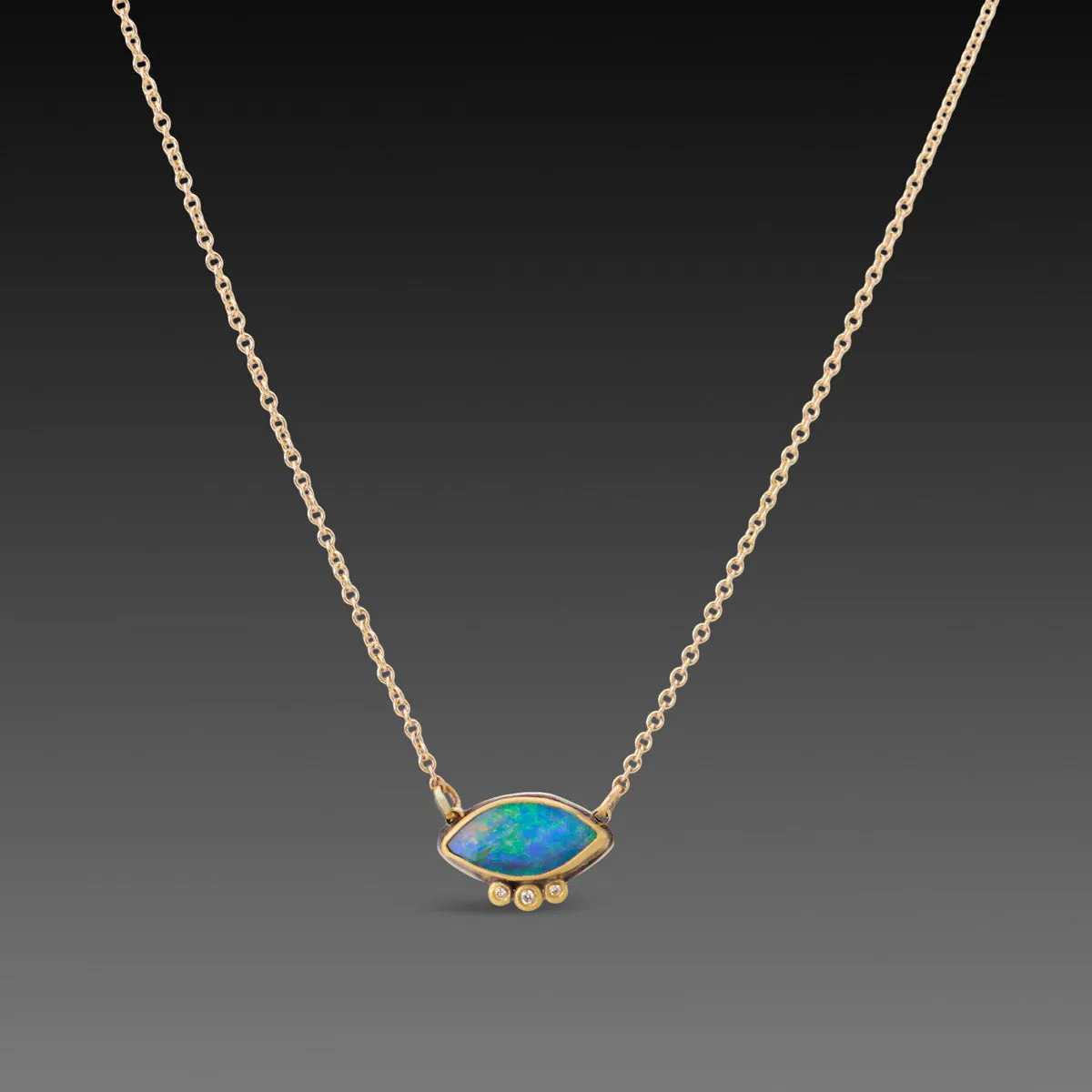 Marquise Australian Opal Necklace with Diamonds,Jewelry Delicate & Elegant