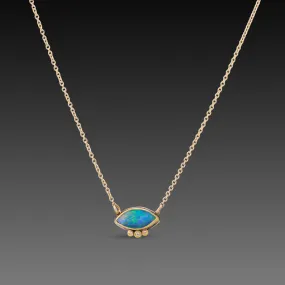 Marquise Australian Opal Necklace with Diamonds,Jewelry Delicate & Elegant