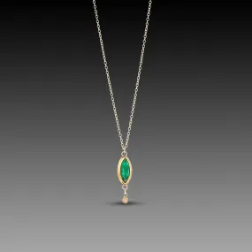 Marquise Emerald Necklace with Diamond Drop,Jewelry Delicate & Elegant
