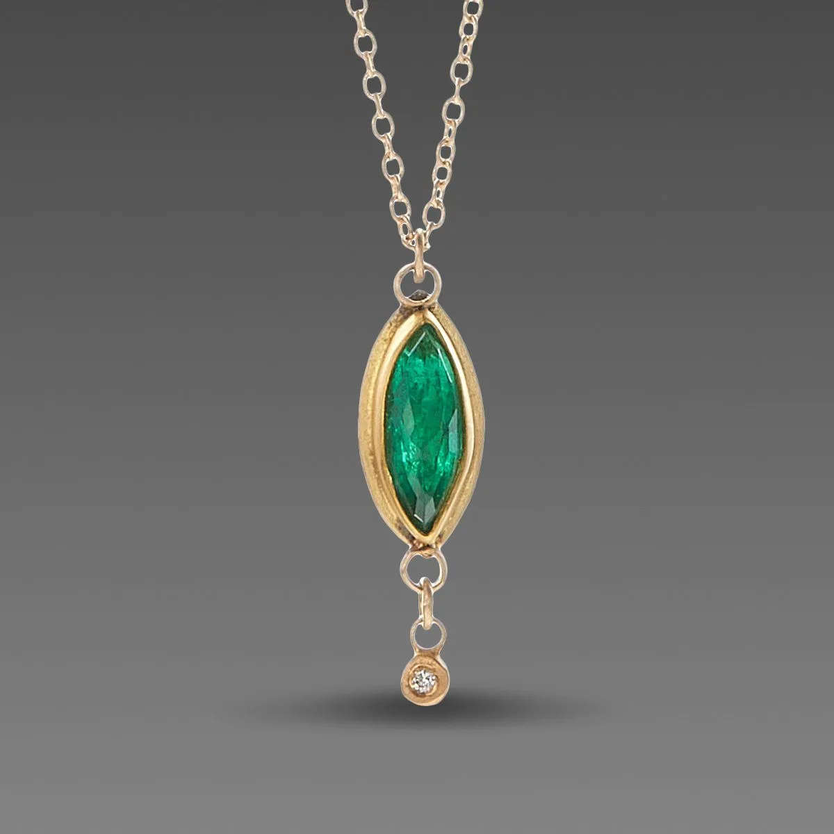 Marquise Emerald Necklace with Diamond Drop,Jewelry Delicate & Elegant