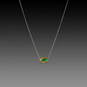 Marquise Emerald Necklace with Three Diamonds,Jewelry Delicate & Elegant