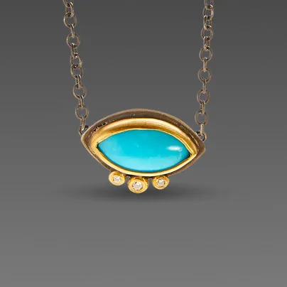 Marquise Turquoise Necklace with Diamonds,Jewelry Delicate & Elegant