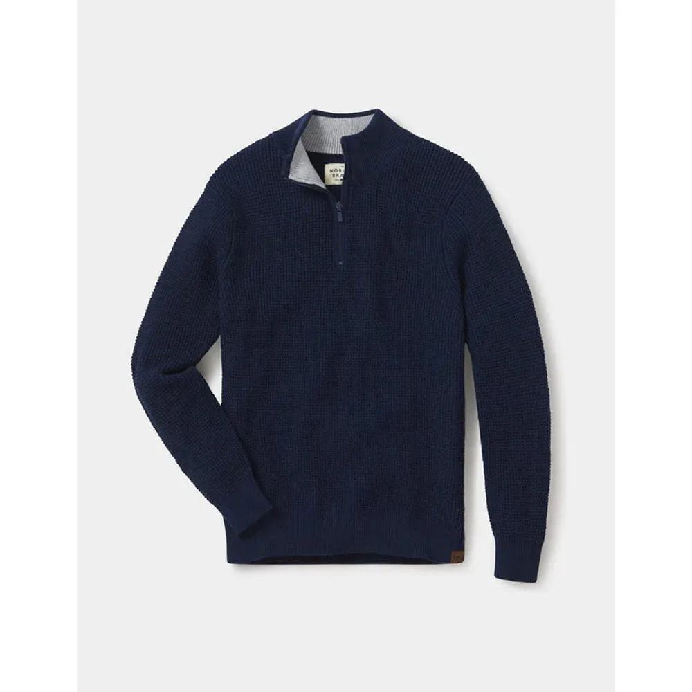 Men's Waffle Knit Quarter Zip Pullover,Men Clothing