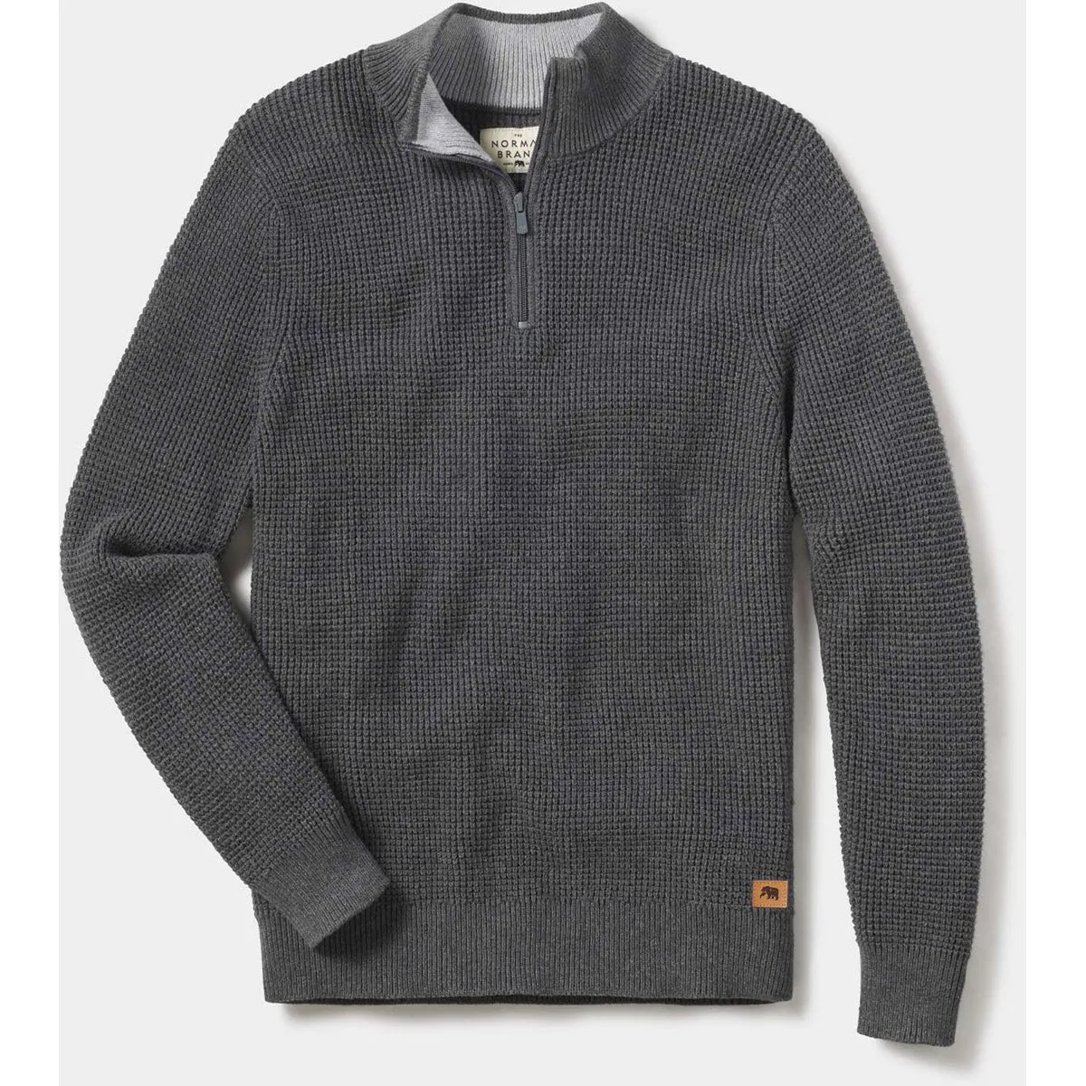 Men's Waffle Knit Quarter Zip Pullover,Men Clothing