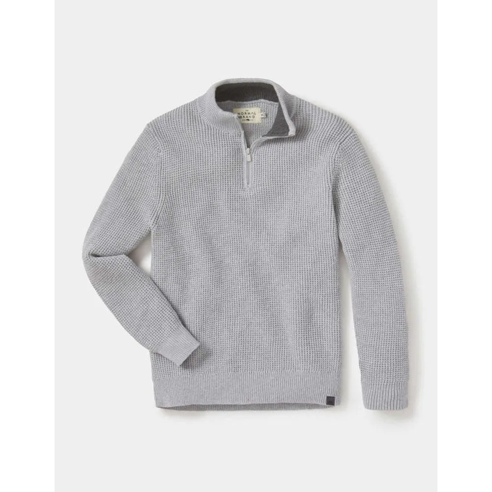 Men's Waffle Knit Quarter Zip Pullover,Men Clothing