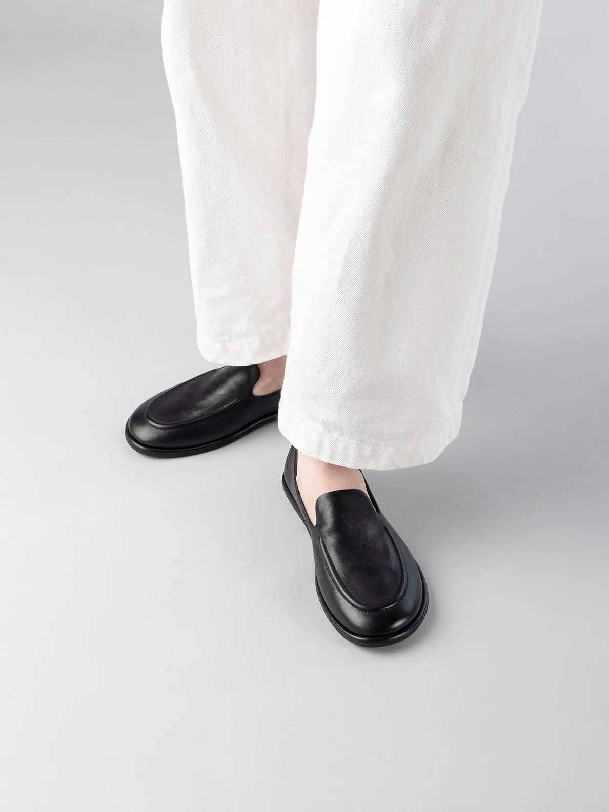 MIENNE 101 - Black Leather Loafers,Women