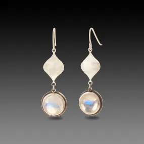 Moonstone and Hammered Silver Earrings,Jewelry Delicate & Elegant