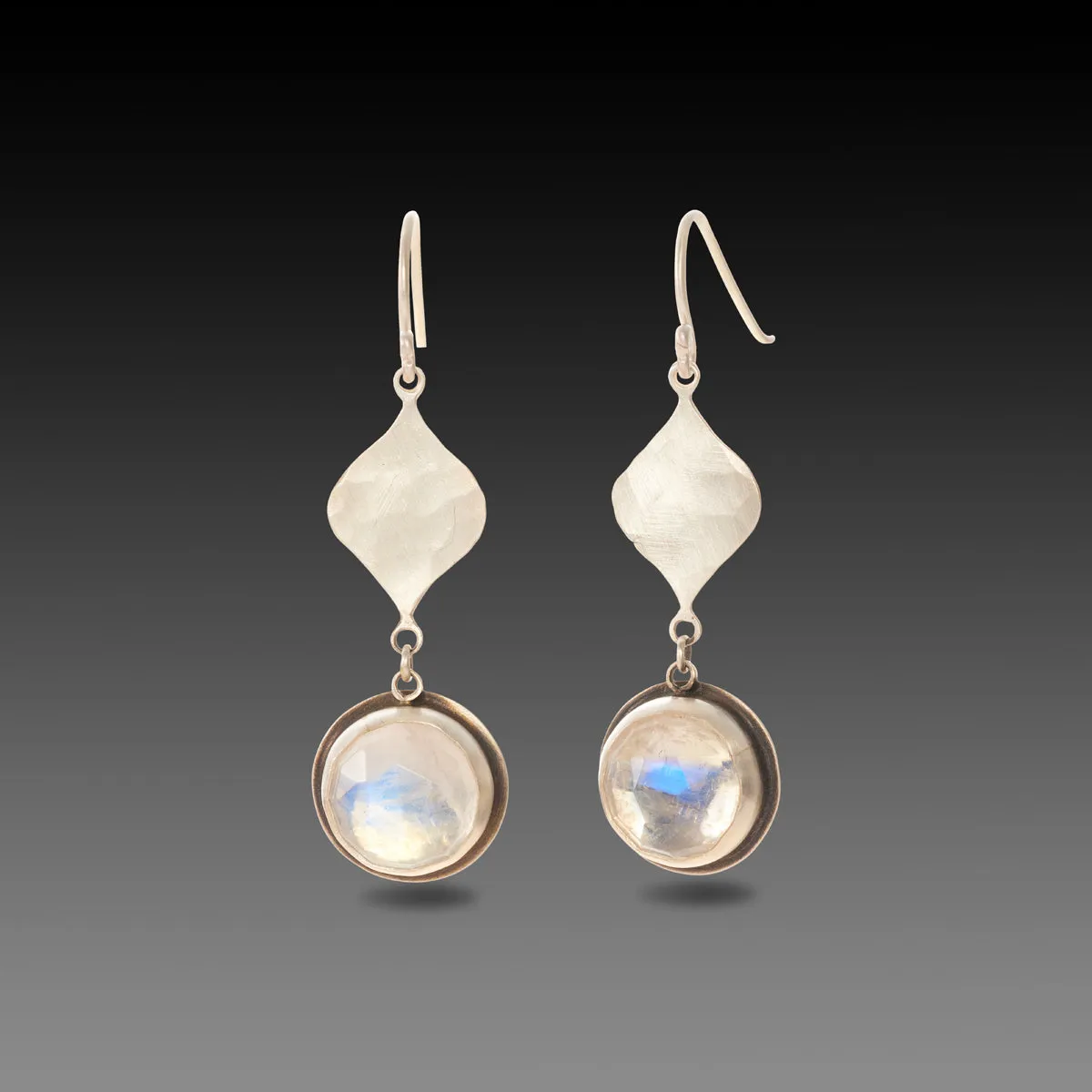 Moonstone and Hammered Silver Earrings,Jewelry Delicate & Elegant