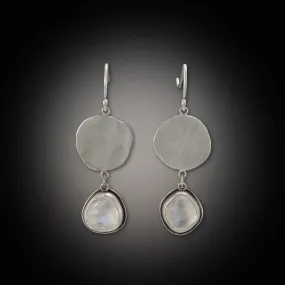 Moonstone Earrings with large hammered disks,Jewelry Delicate & Elegant